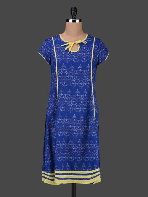 blue printed cotton kurta - 1106664 - Very Small Image - 1