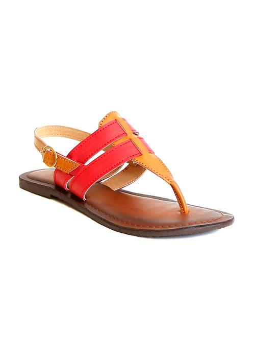 red, brown leatherette sandals - 11066642 - Very Small Image - 1