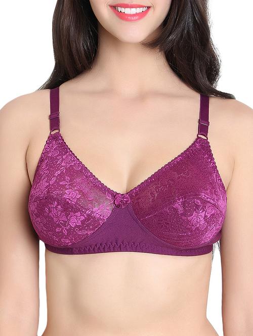 purple cotton regular bra - 11067134 - Very Small Image - 1