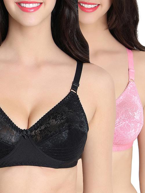 set of 2 multi colored cotton regular bra - 11067138 - Very Small Image - 1