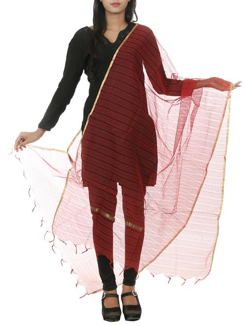 red silk blend dupatta - 11069221 - Very Small Image - 1