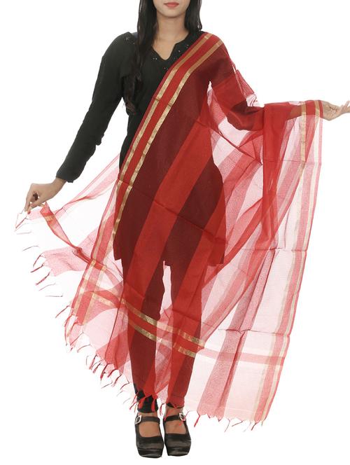 red silk blend dupatta - 11069229 - Very Small Image - 1