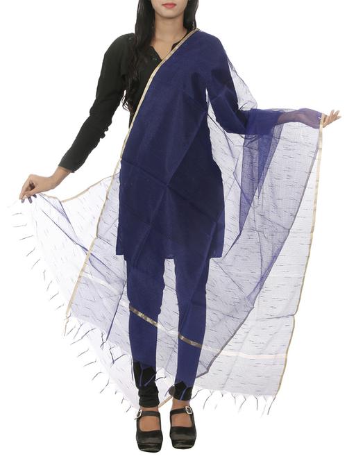 blue silk blend dupatta - 11069255 - Very Small Image - 1