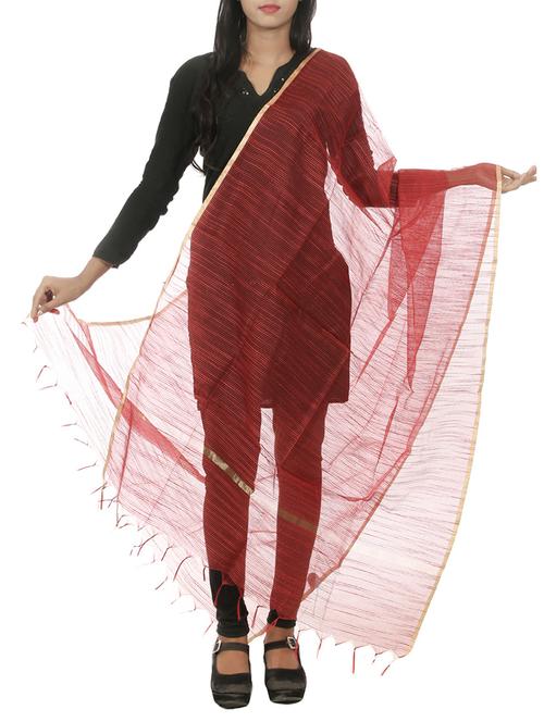 red silk blend dupatta - 11069257 - Very Small Image - 1