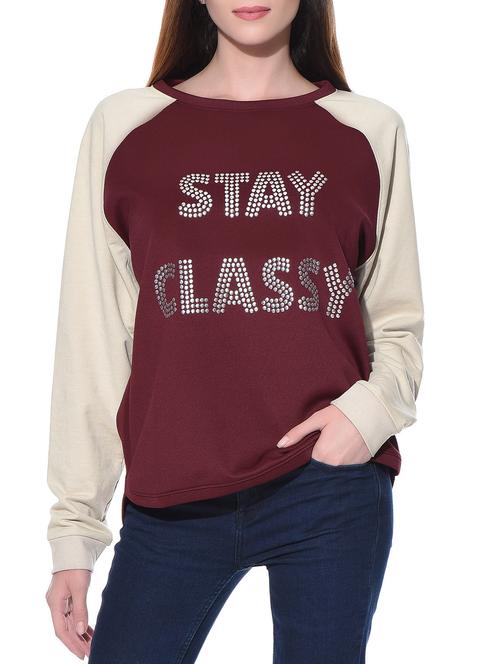 wine printed ponte sweatshirt - 11070009 - Very Small Image - 1