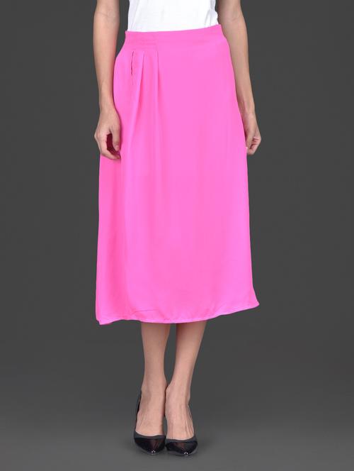 plain solid pink chiffon midi skirt - 1107688 - Very Small Image - 1