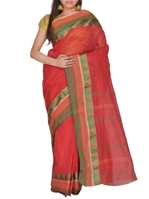 red cotton saree - 11076977 - Very Small Image - 1