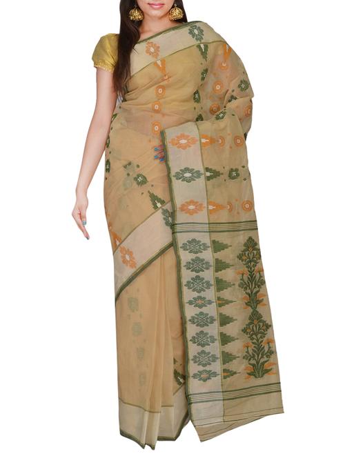 beige cotton saree - 11077048 - Very Small Image - 1