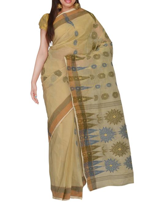 beige cotton saree - 11077052 - Very Small Image - 1
