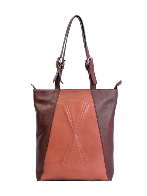 chocolate brown leather tote - 11077089 - Very Small Image - 1