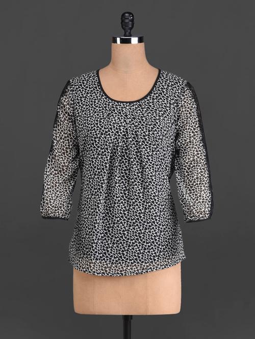 monochrome printed poly chiffon top - 1107830 - Very Small Image - 1