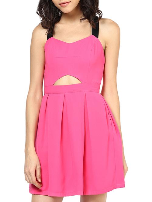 pink cotton fit & flare dress - 11080337 - Very Small Image - 1