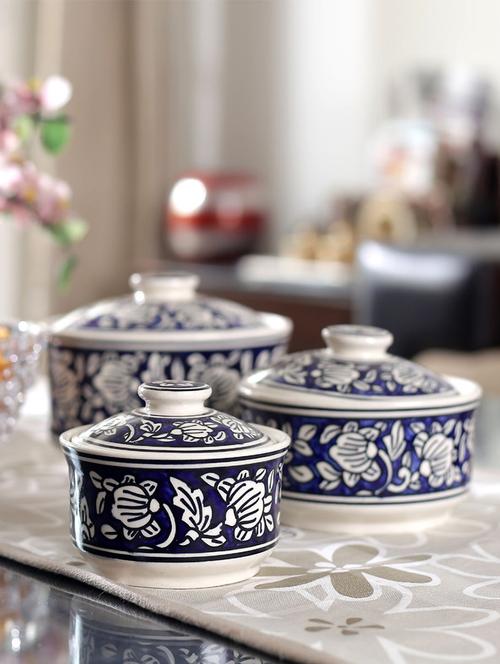 vareesha hand made blue serving bowls set of three - 11081707 - Very Small Image - 1