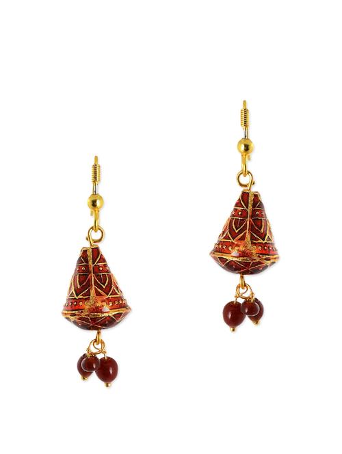 gold, maroon brass earring - 11083731 - Very Small Image - 1