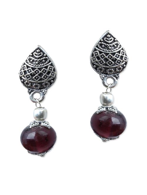 silver, black, maroon brass earring - 11083829 - Very Small Image - 1