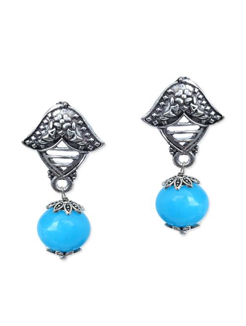 silver, black, turquoise brass earring - 11083830 - Very Small Image - 1