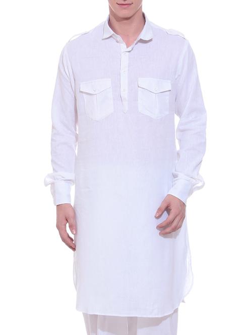 white cotton kurta - 11084416 - Very Small Image - 1
