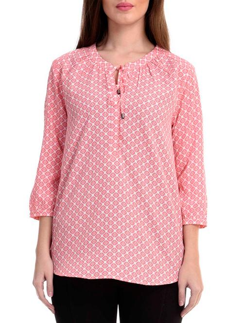 red,white poly crepe top - 11085156 - Very Small Image - 1