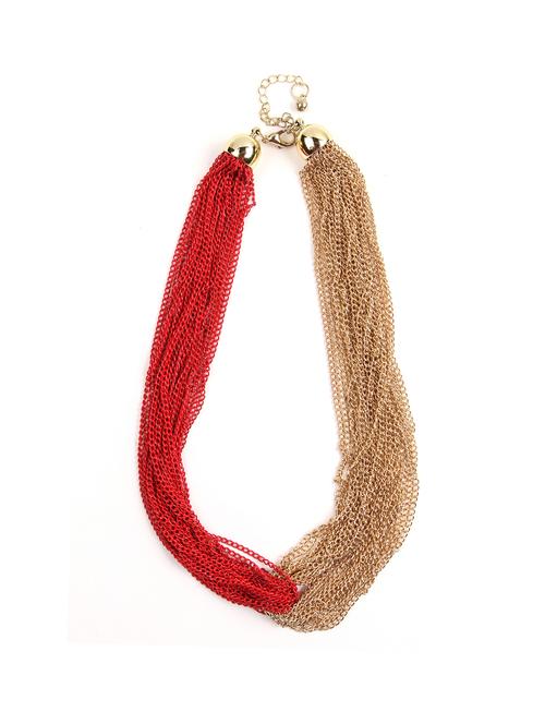 red and gold chain necklace - 11087 - Very Small Image - 1