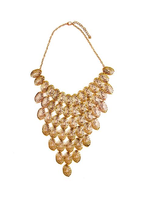 Gold abstract oval necklace - 11089 - Very Small Image - 1