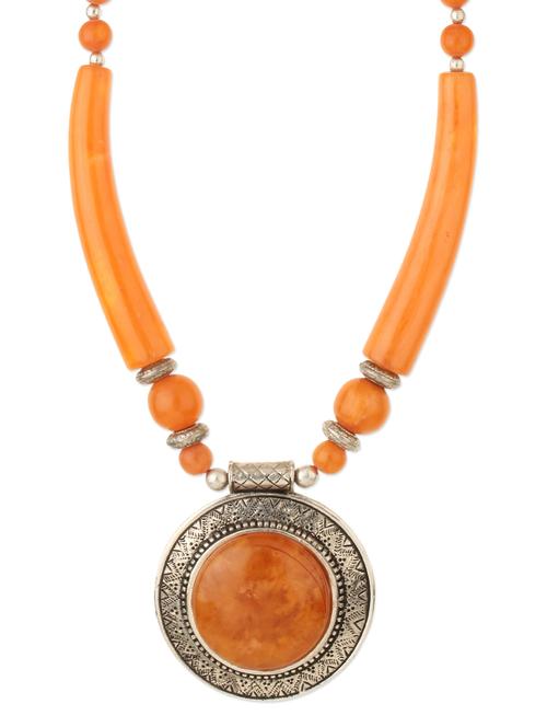 orange acrylic necklace - 11090029 - Very Small Image - 1