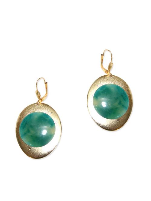 green metal resin drop earring - 11090382 - Very Small Image - 1