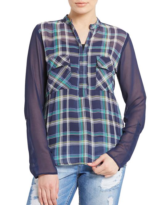 navy polyester top - 11090865 - Very Small Image - 1