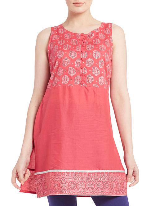 pink cotton blend kurti - 11090913 - Very Small Image - 1