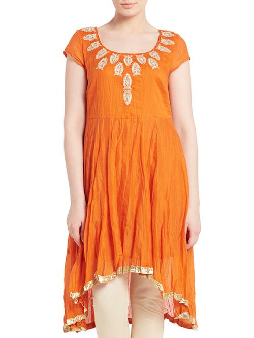 orange cotton kurti - 11090942 - Very Small Image - 1