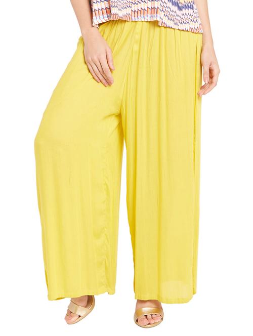 yellow rayon trousers - 11090958 - Very Small Image - 1