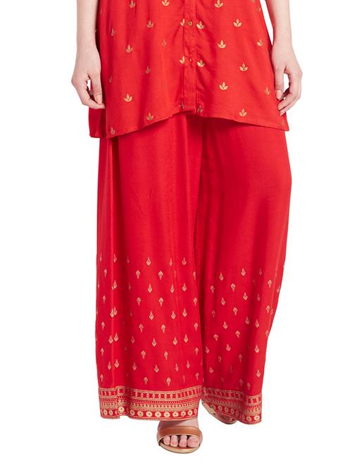 red cotton trousers - 11090966 - Very Small Image - 1