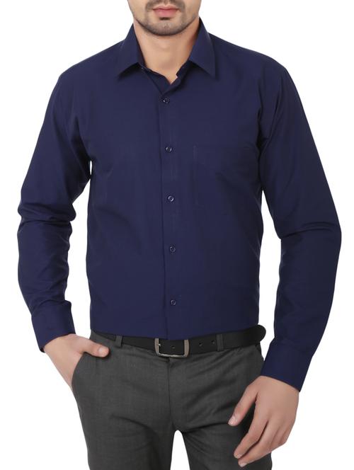 navy cotton formal shirt - 11091695 - Very Small Image - 1