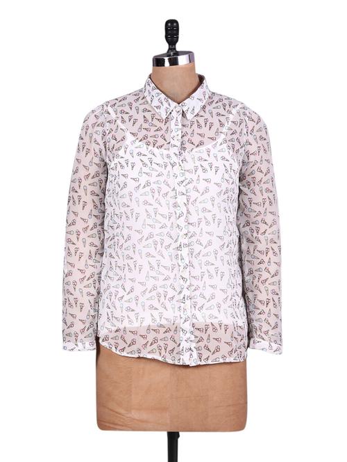 ice cream cone printed georgette shirt - 1109278 - Very Small Image - 1