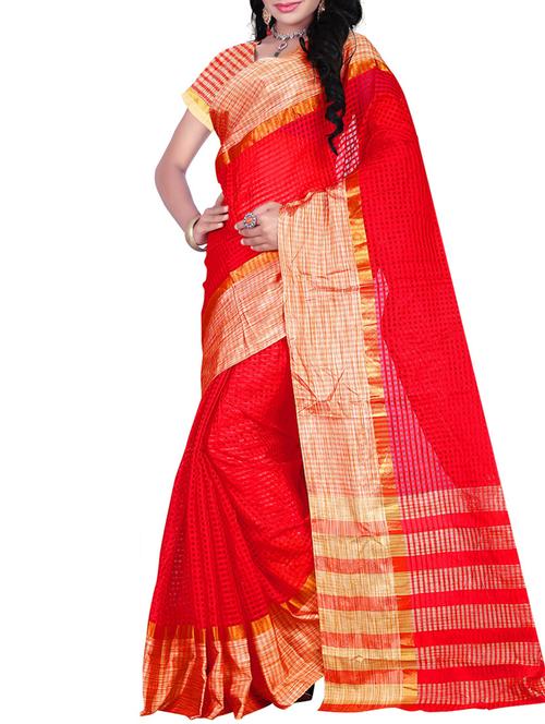 red silk saree - 11093028 - Very Small Image - 1