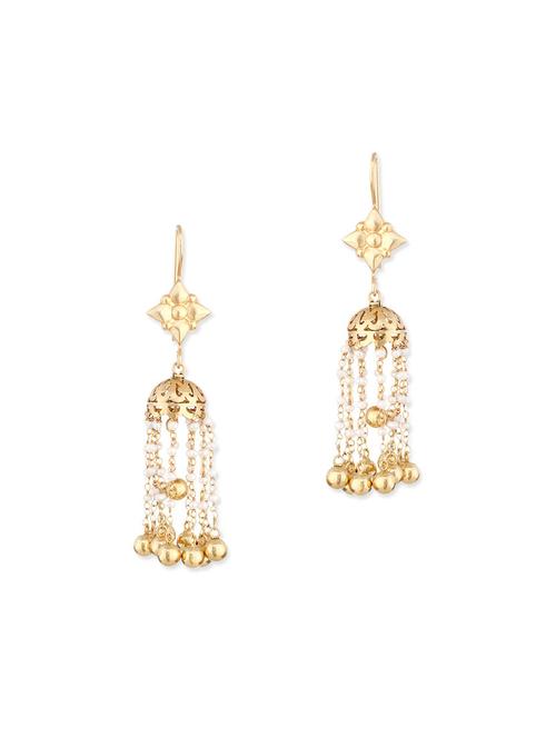 yellow metal alloy chandellier earring - 11094257 - Very Small Image - 1