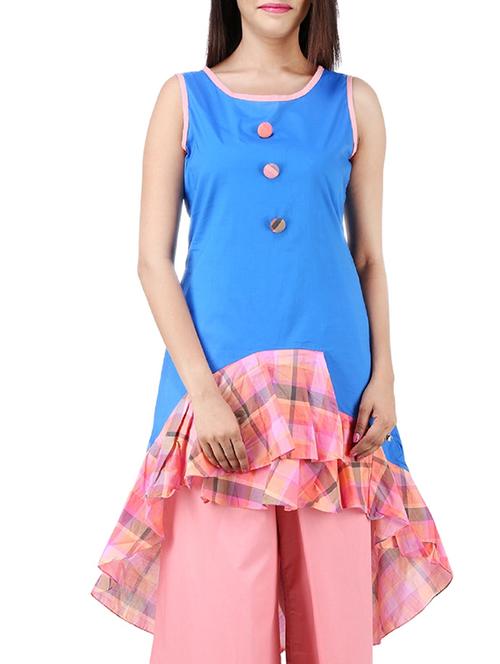 blue cotton kurti - 11095532 - Very Small Image - 1