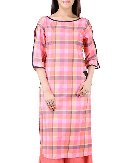 pink cotton kurta - 11095535 - Very Small Image - 1