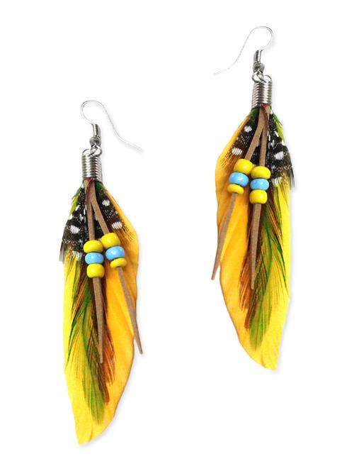 yellow metal drop earrings - 11103792 - Very Small Image - 1