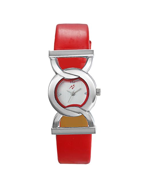 yepme women's analog watch - silver/red - 11103984 - Very Small Image - 1