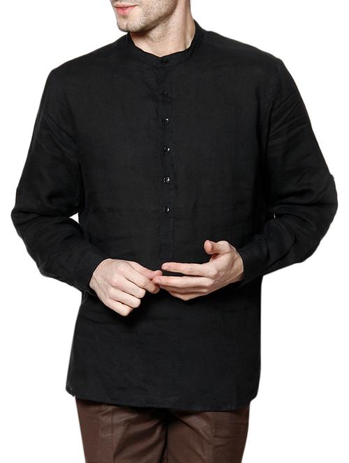 black cotton short kurta - 11105361 - Very Small Image - 1