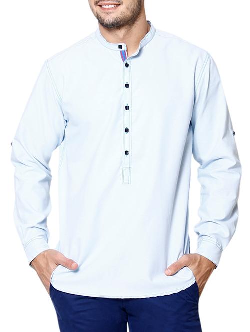 light blue cotton short kurtas - 11105364 - Very Small Image - 1
