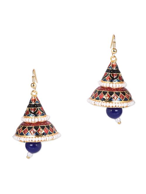 multicolored metal alloy meena work jhumkas - 1110653 - Very Small Image - 1