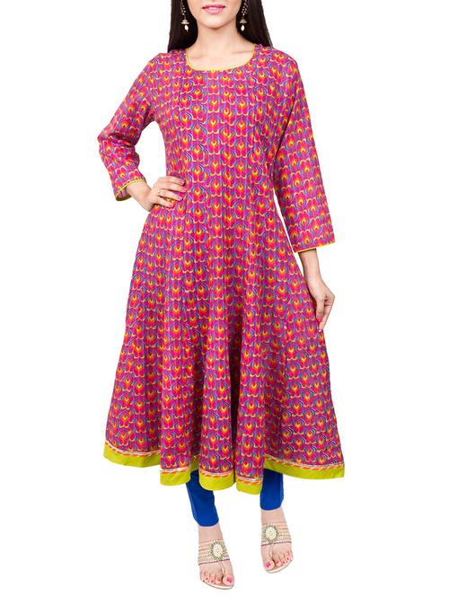 flared cotton printed kurta - 11109598 - Very Small Image - 1