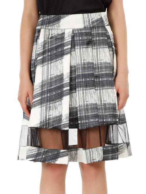 box pleated sheer detail printed skirt - 1110968 - Very Small Image - 1