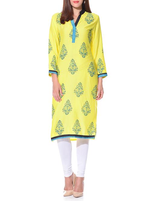 yellow rayon kurta - 11109719 - Very Small Image - 1
