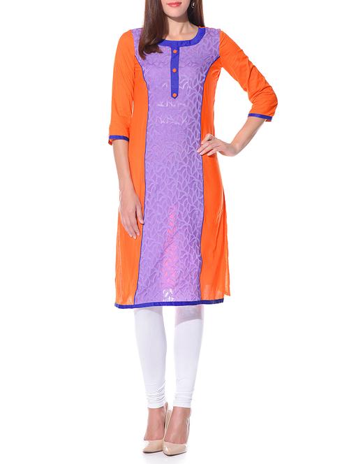 orange silk kurta - 11109734 - Very Small Image - 1