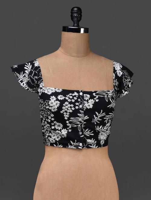 monochrome floral printed crop top - 1111091 - Very Small Image - 1