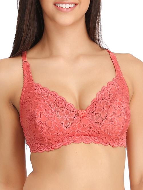 peach lace regular bra - 11112586 - Very Small Image - 1