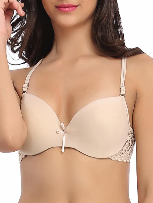 beige lace t-shirt bra - 11112634 - Very Small Image - 1