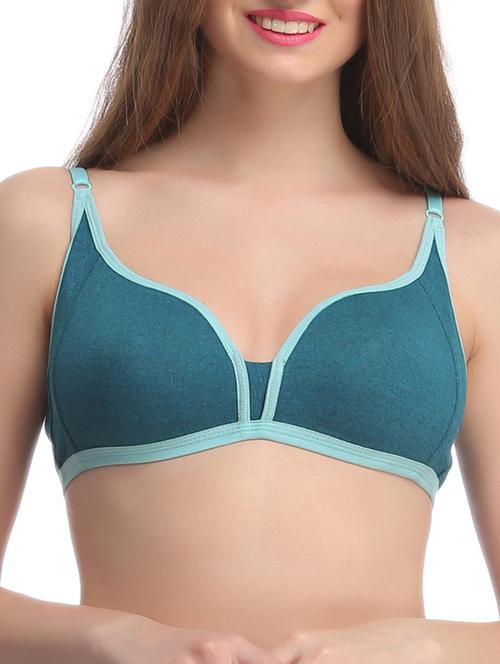 teal green cotton regular bra - 11112669 - Very Small Image - 1